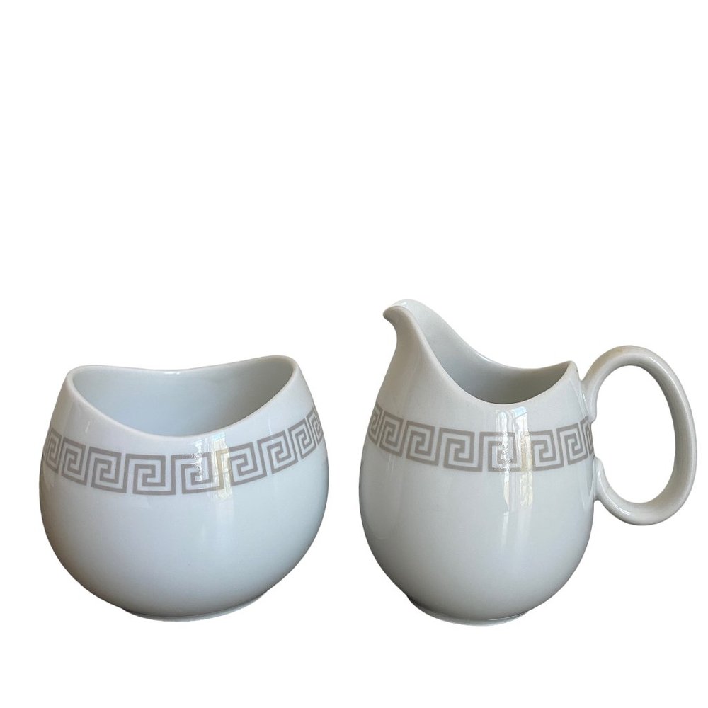 Vintage Mid Century Rosenthal Continental Greek Key Pattern Creamer And Sugar